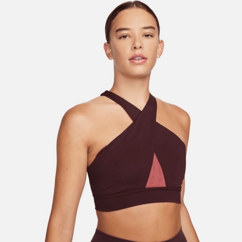 Women’s Nike Swoosh Bra Maroon - Picture 2 of 5